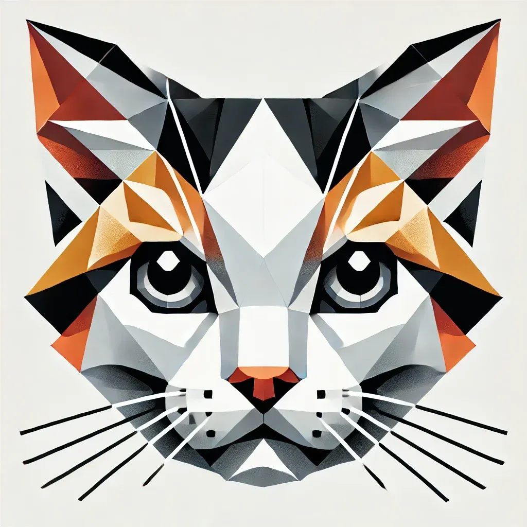Geometrisk illustrasjon av japansk bobtail katt, unik katterase med karakteristiske trekk